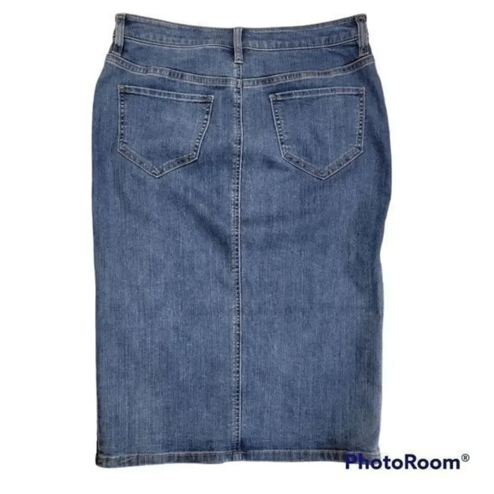 New York & Company Denim Dark Patches Blue‎ Pencil Skirt color block Y2K size 4